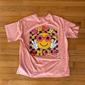 🍒4/$15 Girls Pink Happy Smile Graphic T-Shirt
